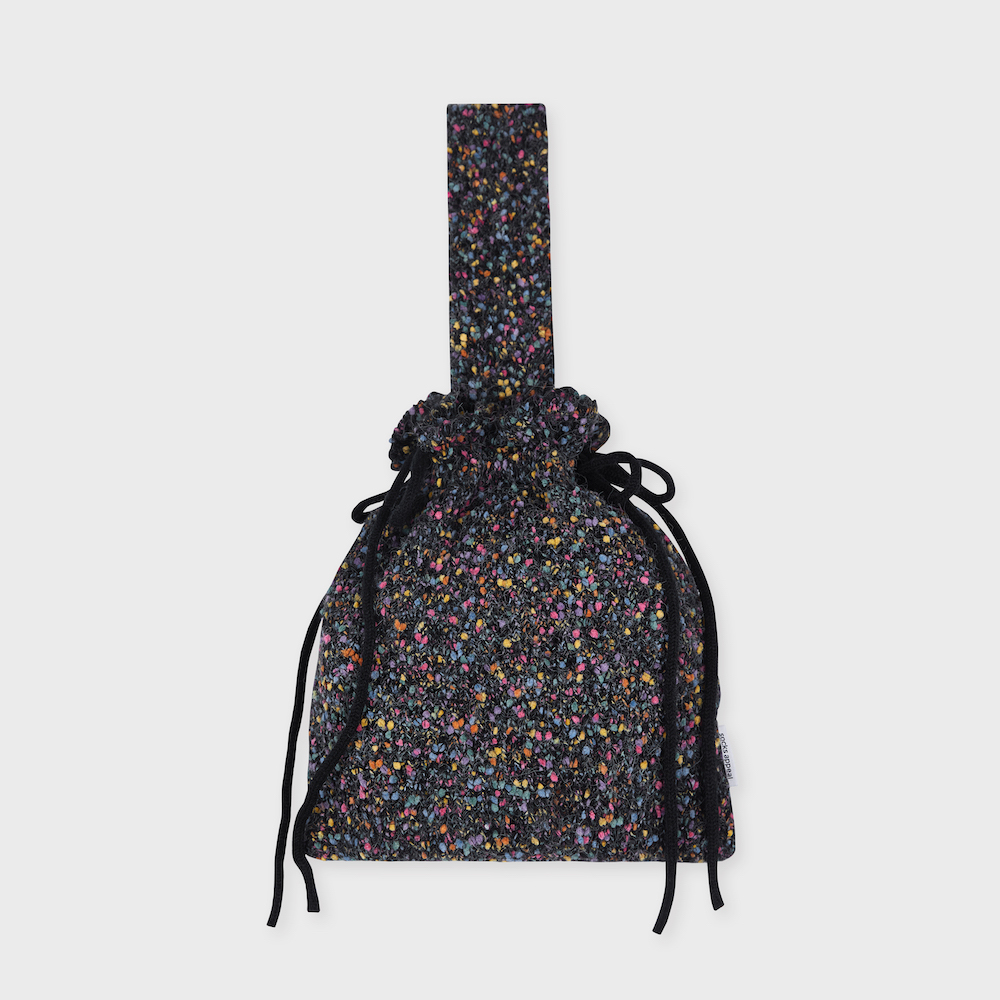 candy beads knit bucket bag black