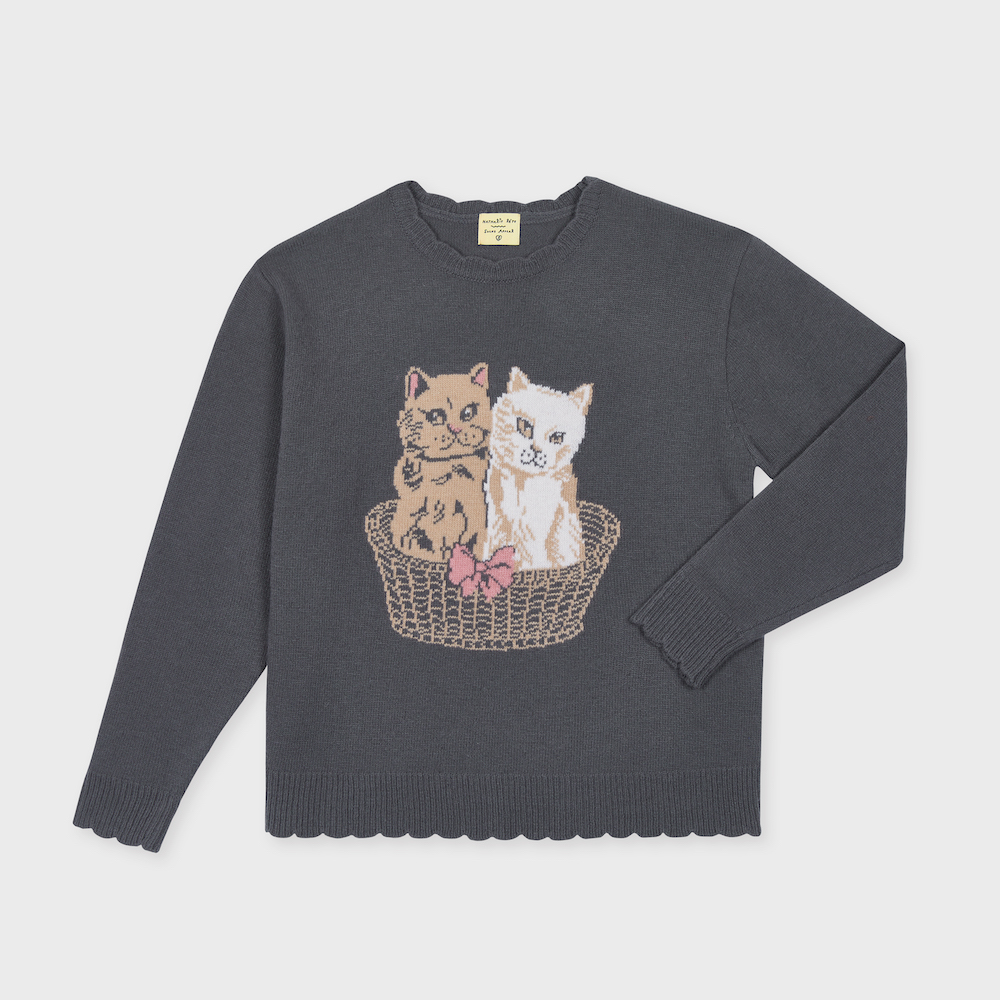 NAT cashmere pullover kitties grey